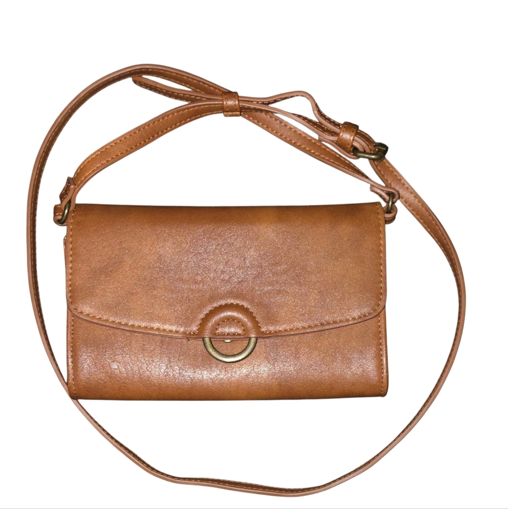 Universal Thread Brown Crossbody Snap Closure Pur… - image 1